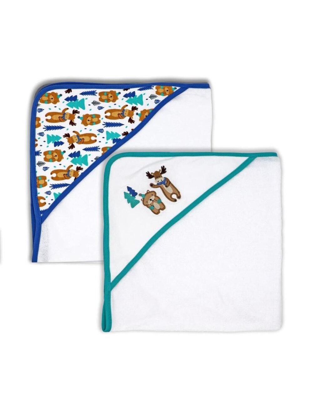 Baby Mode 2 Hooded Towels Moose/Beaver Themed For Toddlers
